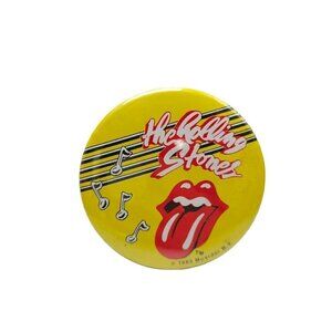 The Rolling Stones Lips Tongue 1983 Yellow Red Brooch Pin